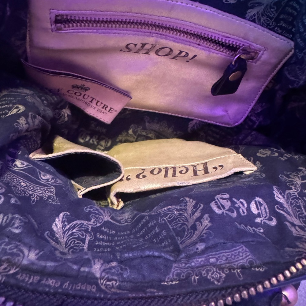 Juicy Couture Black Leather Shoulder Bag With Engagement Ring - Picture 3 of 7